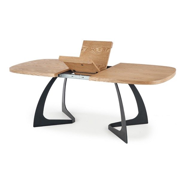 VELDON extension table, color: top - natural oak, legs - black 9