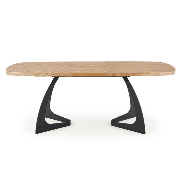 VELDON extension table, color: top - natural oak, legs - black 1