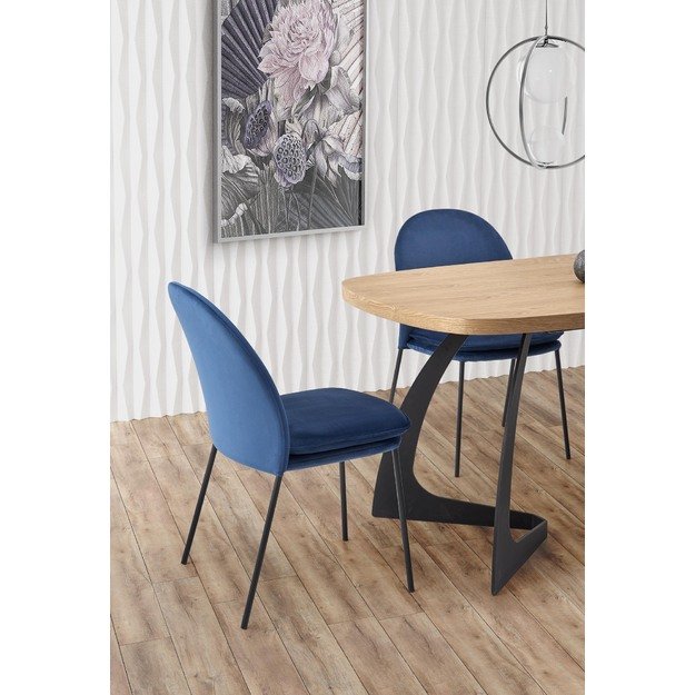 VELDON extension table, color: top - natural oak, legs - black 4