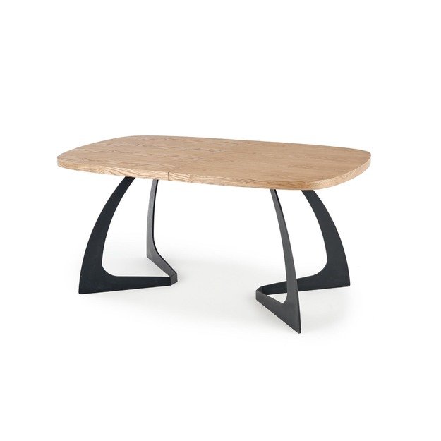 VELDON extension table, color: top - natural oak, legs - black 10