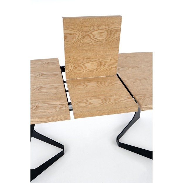 VELDON extension table, color: top - natural oak, legs - black 13