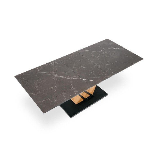 VOLANT 160 extension table, top - black marble, legs - golden oak / black 6
