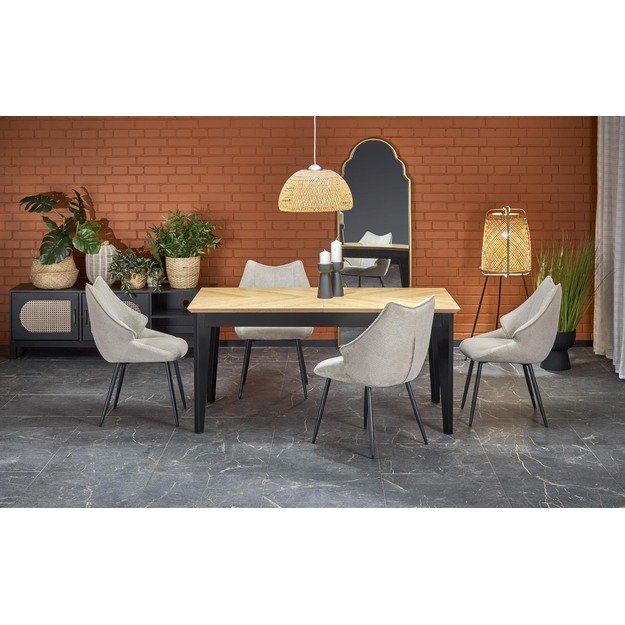EDMONDO table natural oak / black 14