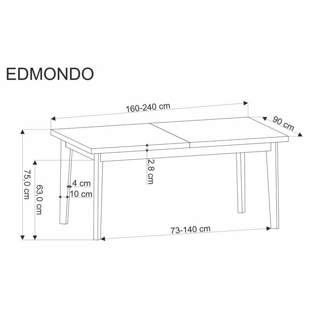 EDMONDO table natural oak / black 10
