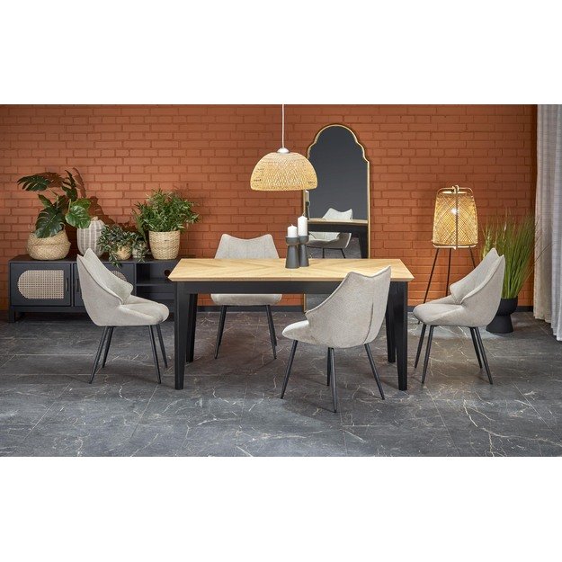 EDMONDO table natural oak / black 32