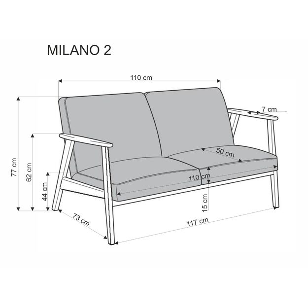 MILANO 2S sofa, beige CASTEL#15 / dark walnut 3