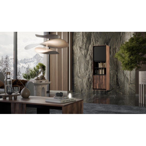 SWING W-1 display cabinet walnut / black 4