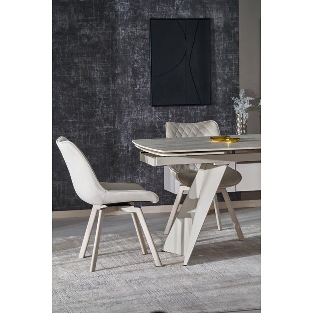 ARMANI extension table, trawertine / cashmere