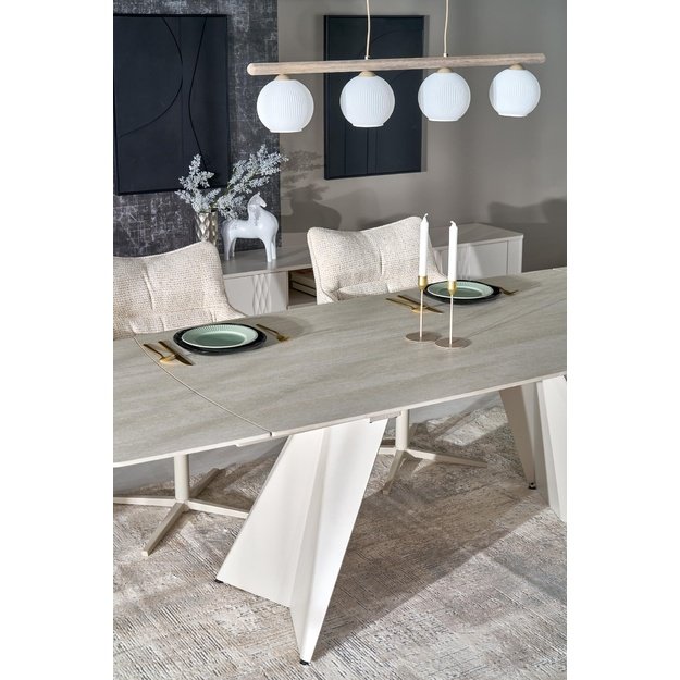 ARMANI extension table, trawertine / cashmere