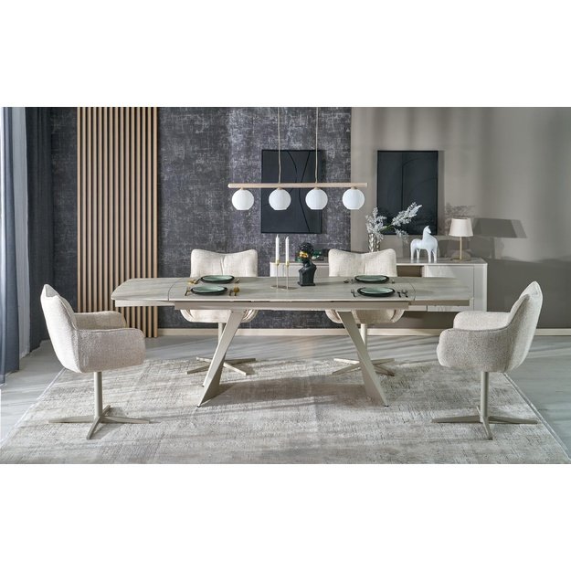ARMANI extension table, trawertine / cashmere