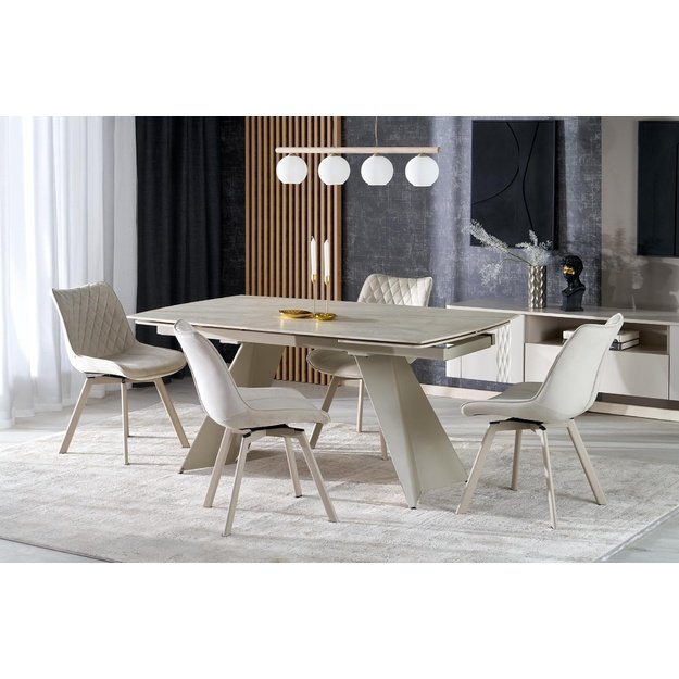 ARMANI extension table, trawertine / cashmere
