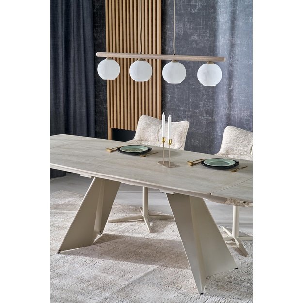 ARMANI extension table, trawertine / cashmere