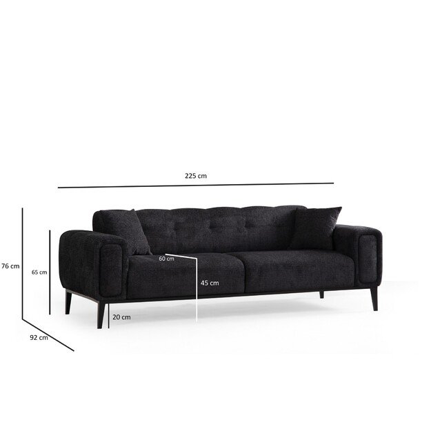 Athena 3 Seater - Black 9