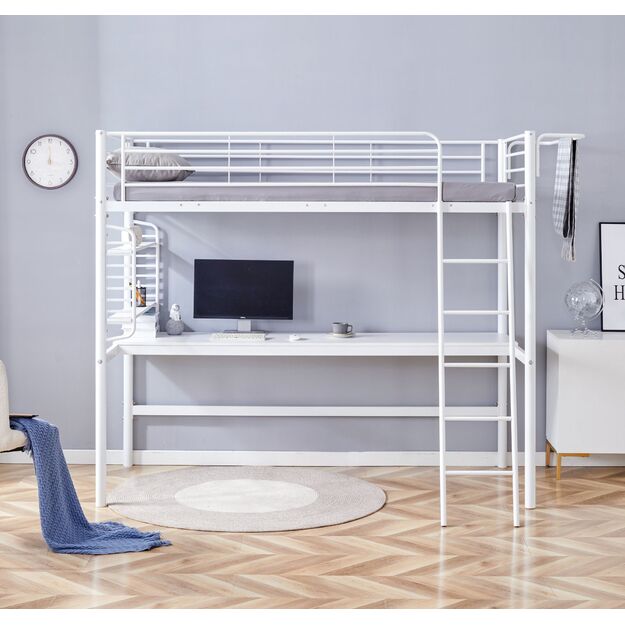 DOLCE bunk bed with desk and organizer, white 3