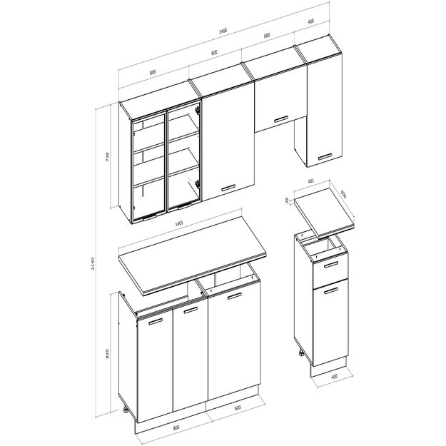 ALICANTE 240 kitchen set, beige, cremona oak