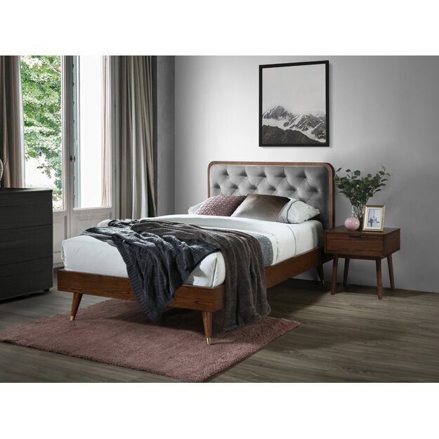 CASSIDY 120 bed, grey / walnut