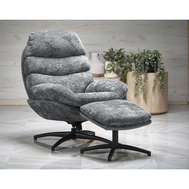 DARIO leisure chair, with stool, blue