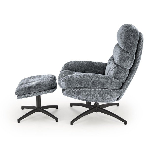 DARIO leisure chair, with stool, blue 7
