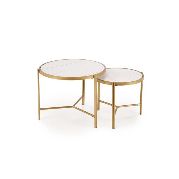 FATIMA  set of two coffee tables, white marble / gold 10