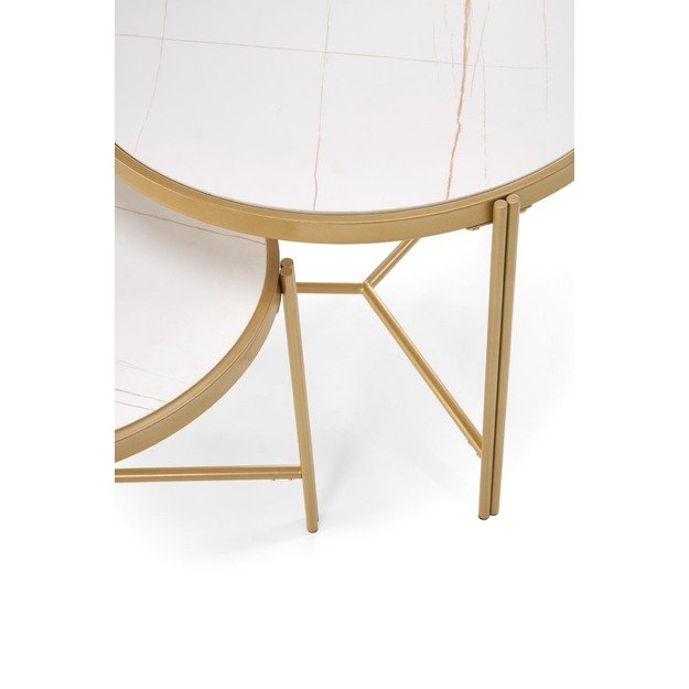 FATIMA  set of two coffee tables, white marble / gold 6