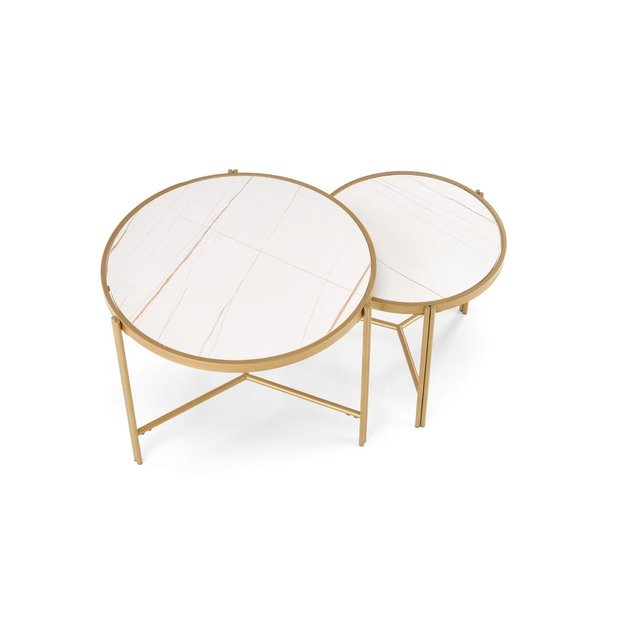 FATIMA  set of two coffee tables, white marble / gold 9