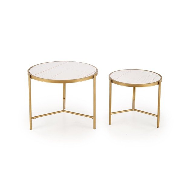 FATIMA  set of two coffee tables, white marble / gold 17