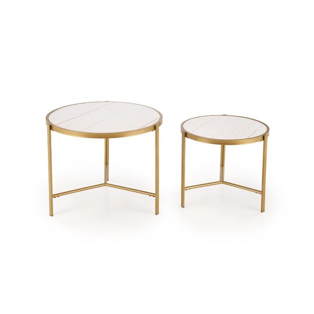 FATIMA  set of two coffee tables, white marble / gold 7