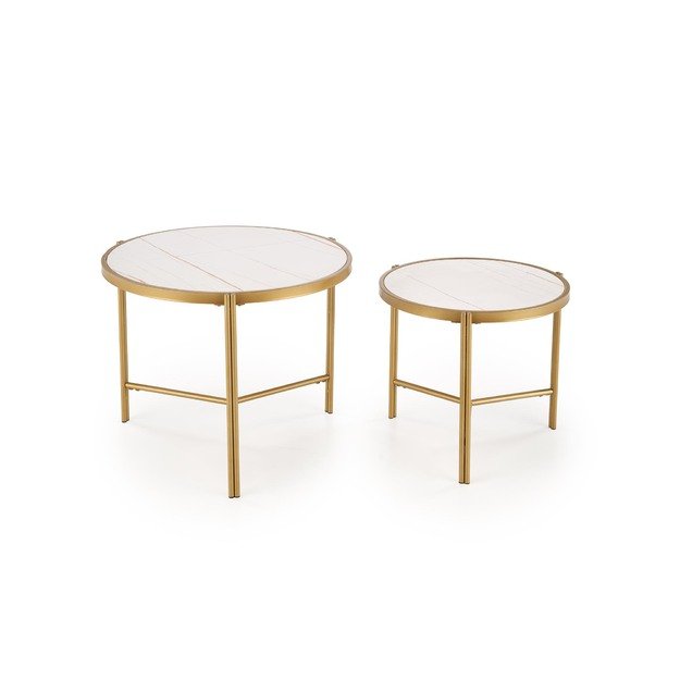 FATIMA  set of two coffee tables, white marble / gold 3