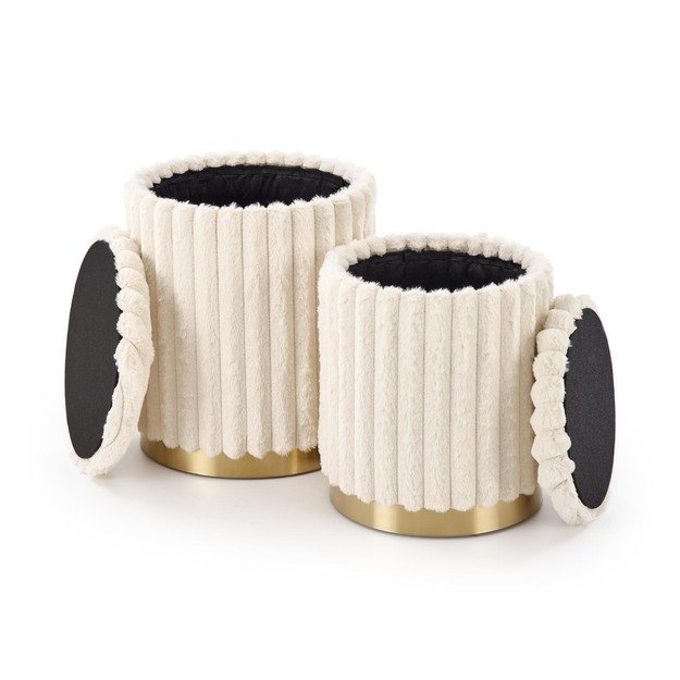 FIDO set of two stools: color: cream / gold 5