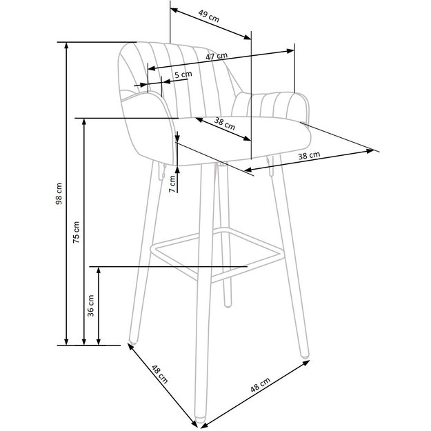 H93 bar stool, color: dark grey 16
