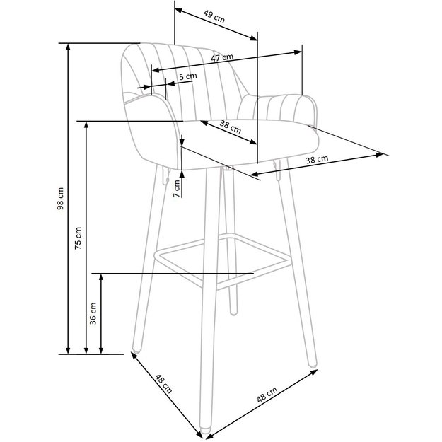 H93 bar stool, color: dark grey 8