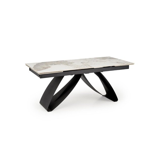 HILARIO extension table, white marble / black 25