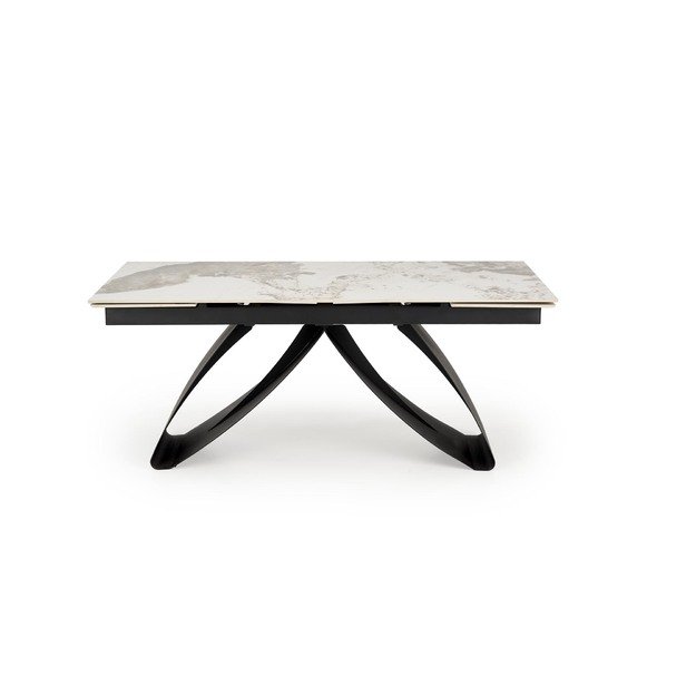 HILARIO extension table, white marble / black 7