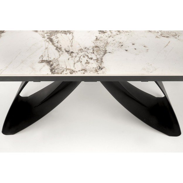 HILARIO extension table, white marble / black 19