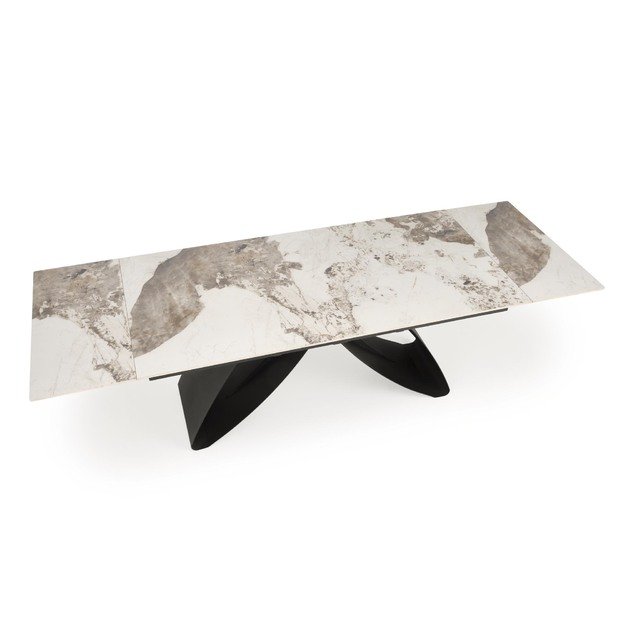 HILARIO extension table, white marble / black 5