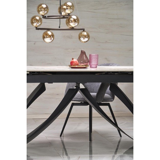HILARIO extension table, white marble / black 15