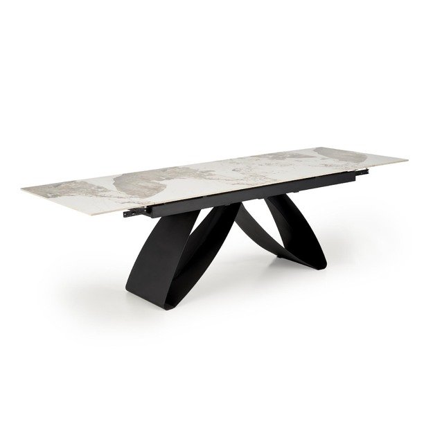 HILARIO extension table, white marble / black 4