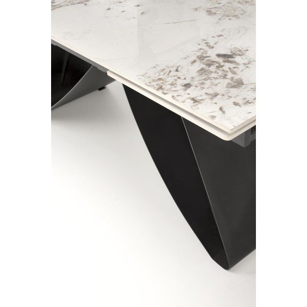 HILARIO extension table, white marble / black 1
