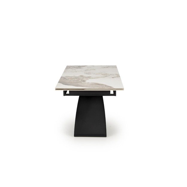 HILARIO extension table, white marble / black 6