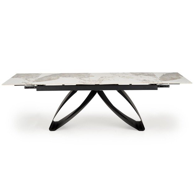 HILARIO extension table, white marble / black 20