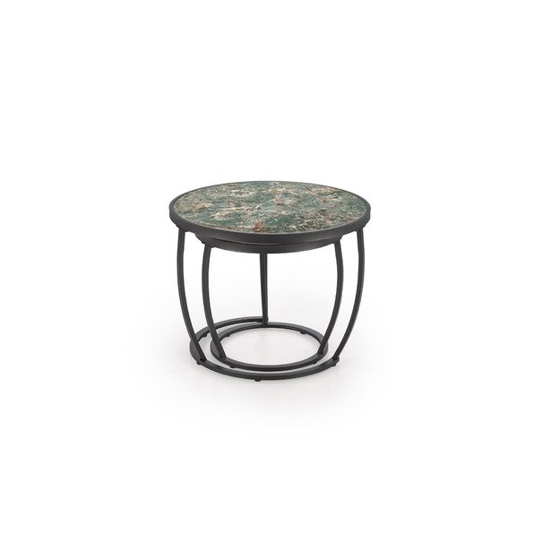 INES  set of two coffee tables, green marble / black 6