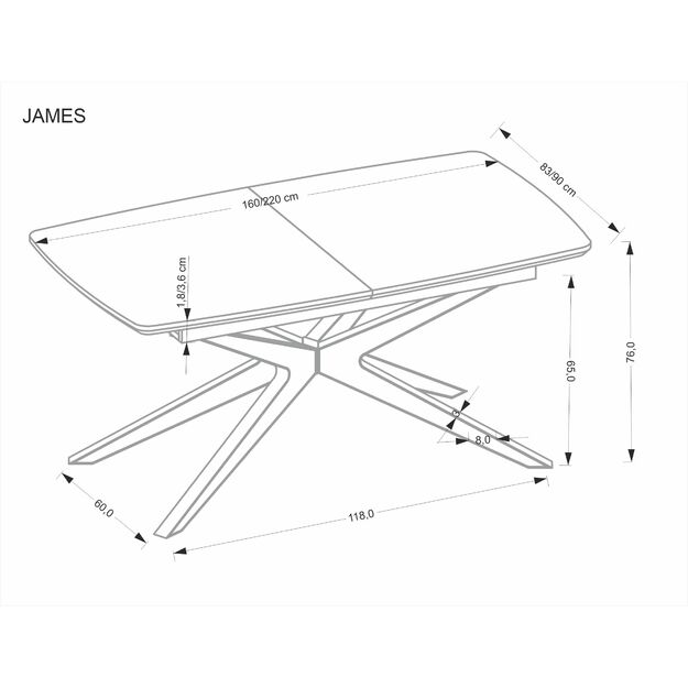 JAMES extension table, natural / black 8