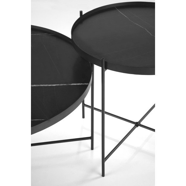 JULIETA set of 2 c. tables, black marble / black 15