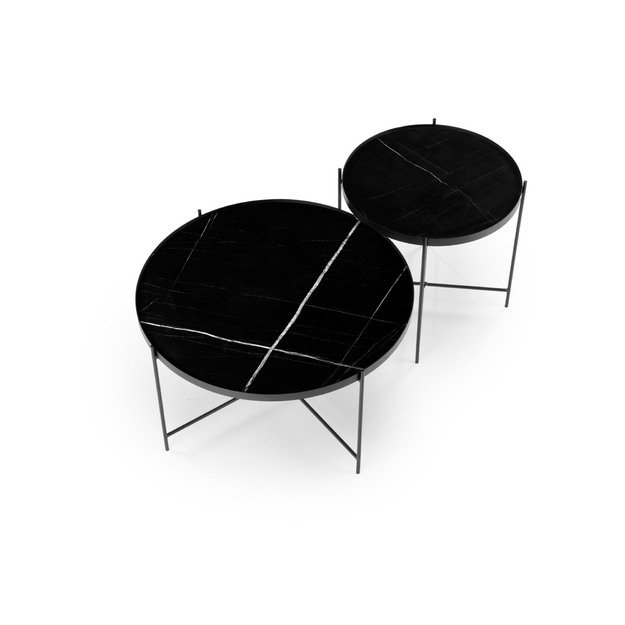 JULIETA set of 2 c. tables, black marble / black 1