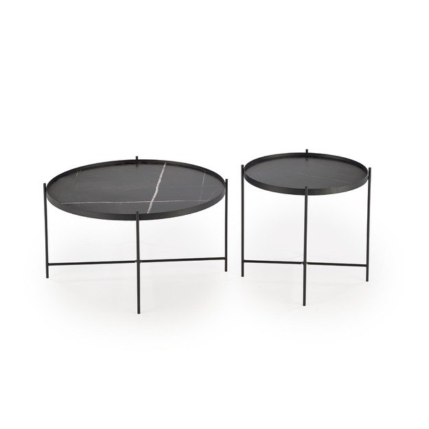 JULIETA set of 2 c. tables, black marble / black 14