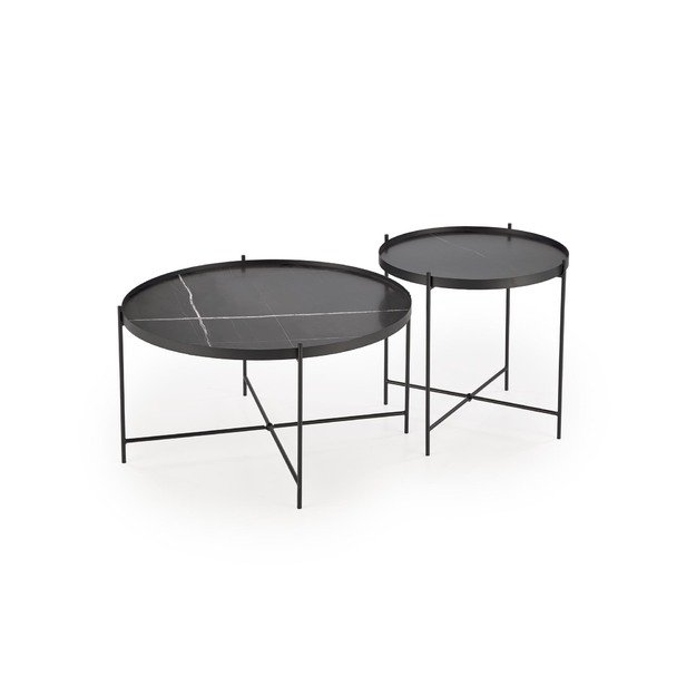 JULIETA set of 2 c. tables, black marble / black 10