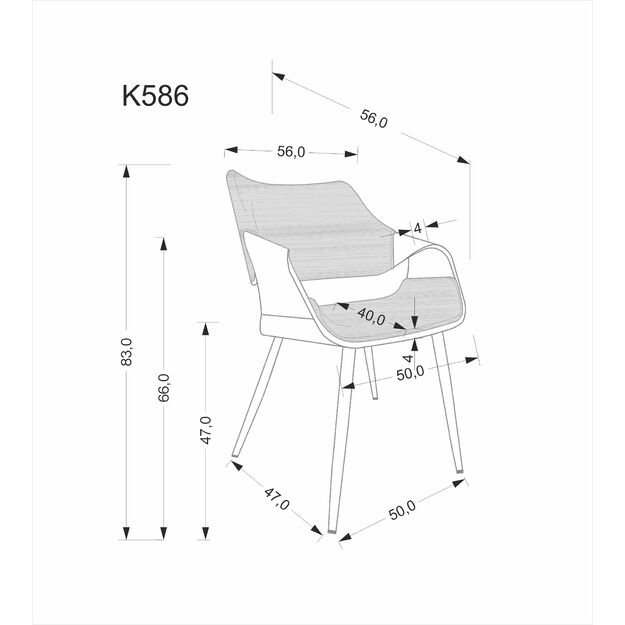 K586 chair, color: walnut / black 2