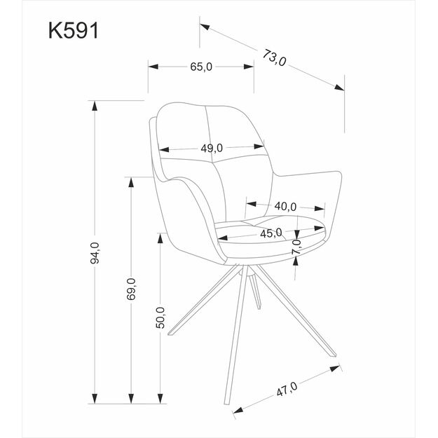 K591 swivel chair, light grey 7