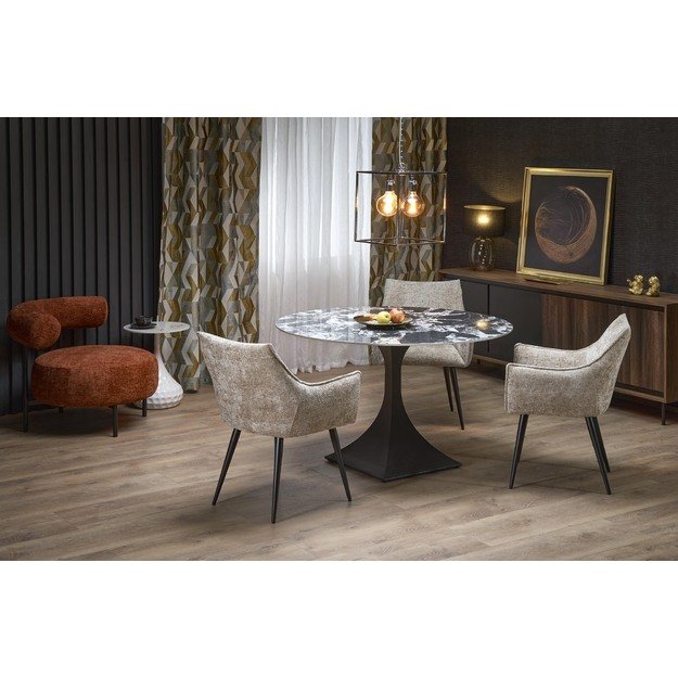 MANUEL round table, black marble / black