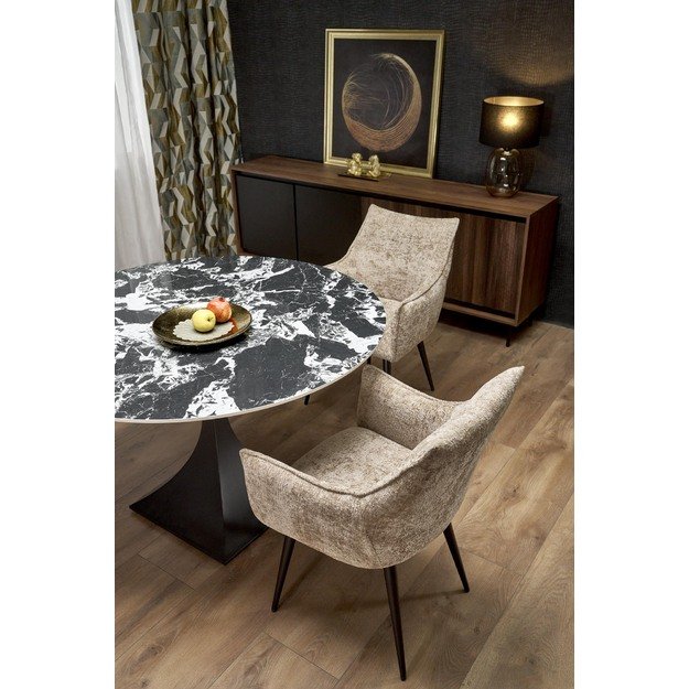 MANUEL round table, black marble / black 15